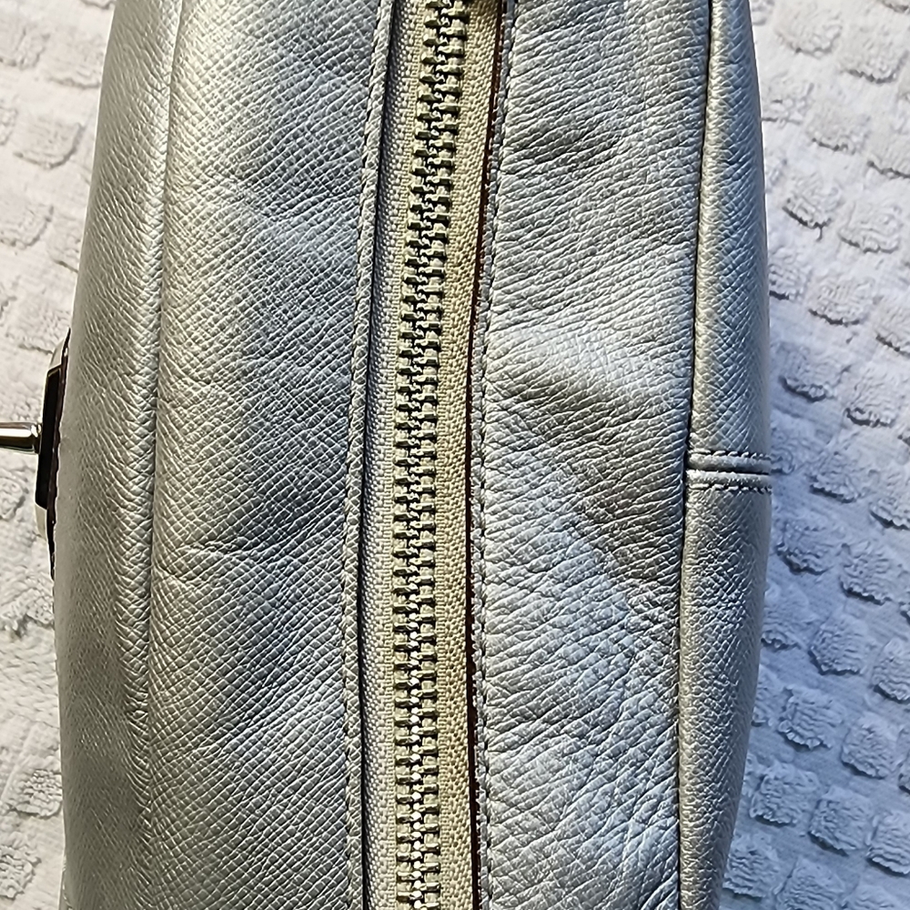 Coach Campbell Camera Bag/ Crossbody Silver Metallic Turn Lock EUC - Picture 8 of 17